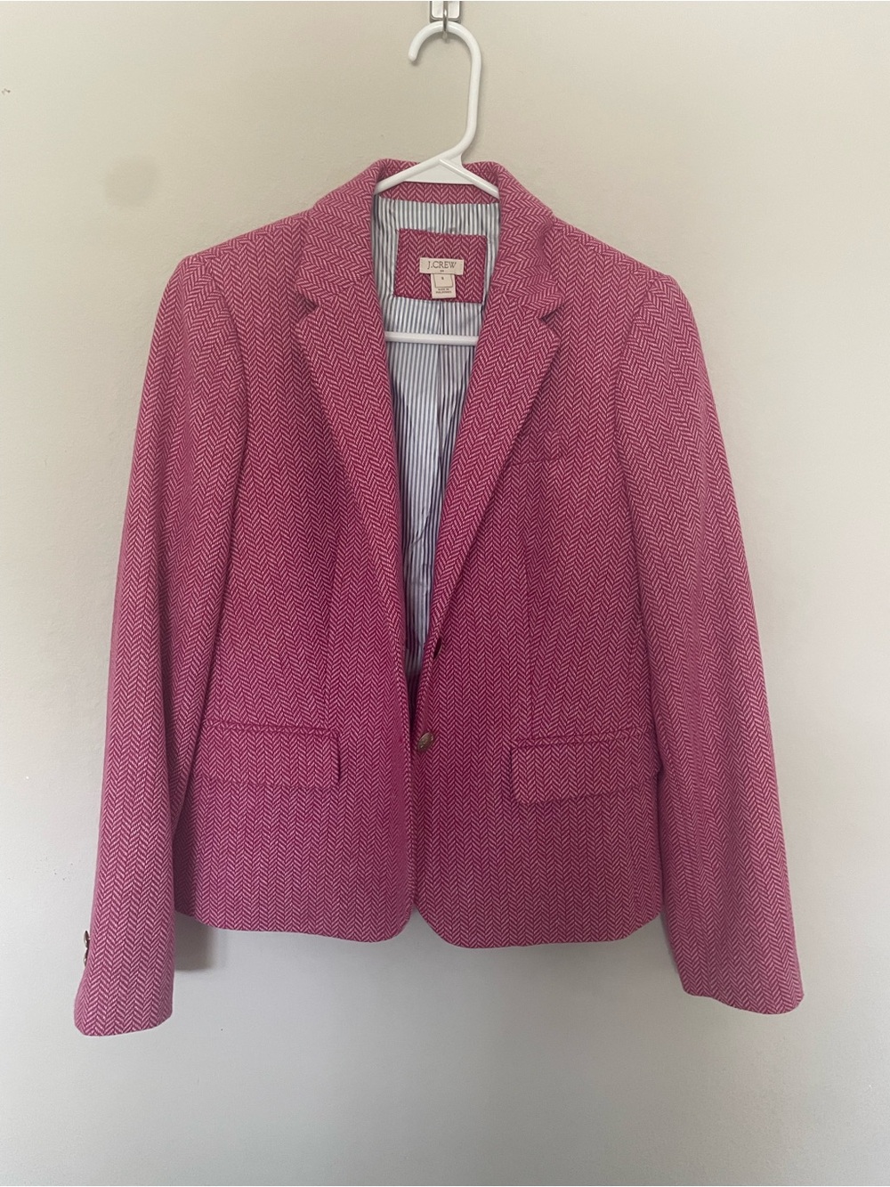 J. Crew Pink Herringbone Notch Lapel Blazer
